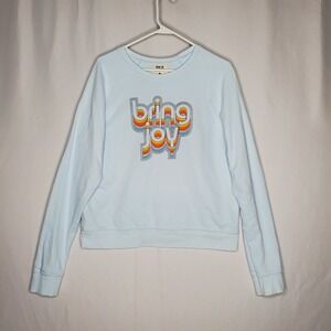 BACK WHEN by Anthropologie Light Blue Bring Joy Graphic Sweatshirt Women's M